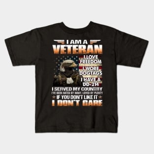 I Am A Veteran I Love Freedom I Wore Dogtags I Have A DD-214 Kids T-Shirt